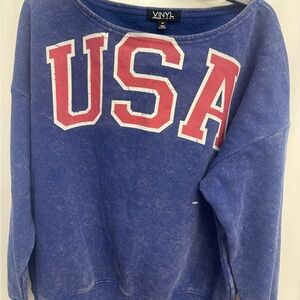 Vinyl Women's Blue USA Crew Neck Sweater